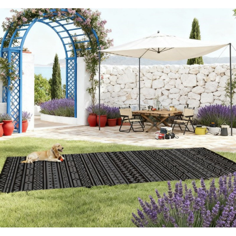 Tapis d'extérieur réversible, paille de plastique imperméable avec sac de transport, Rectangle 17 pi 12 po x 8 pi 12 po