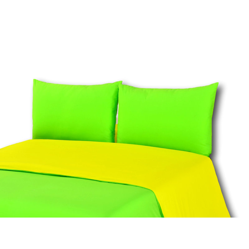 Ensemble de housse de couette réversible, Très grand, Jaune / vert