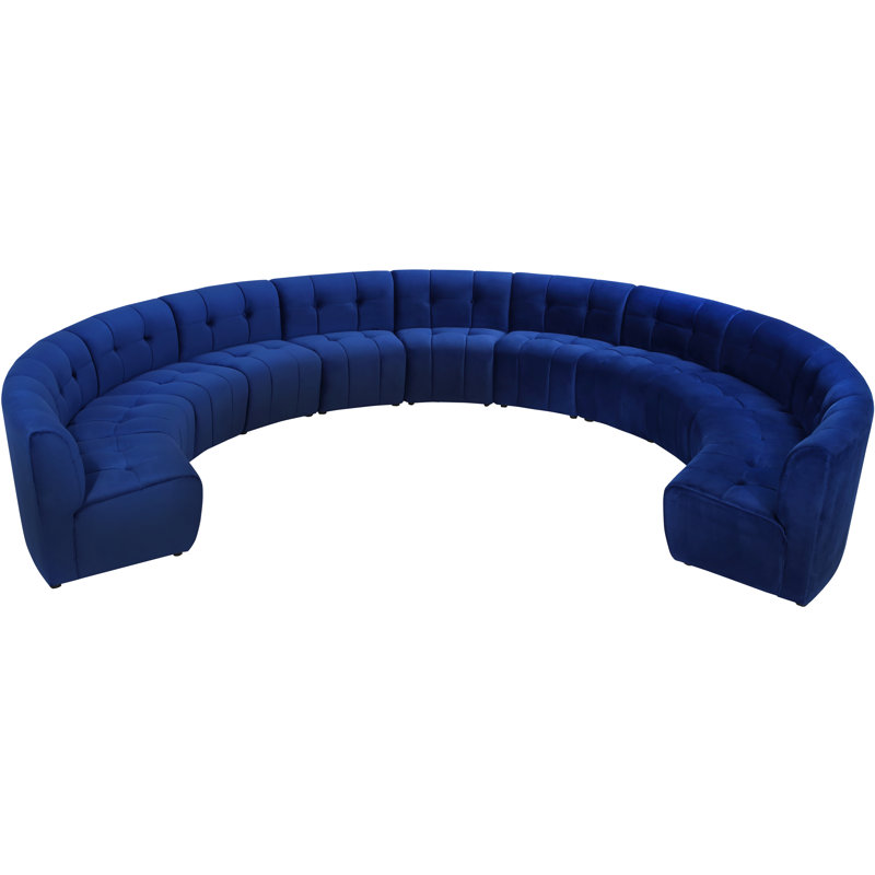 Jedson Velvet Sectional Symmetrical, Navy Velvet