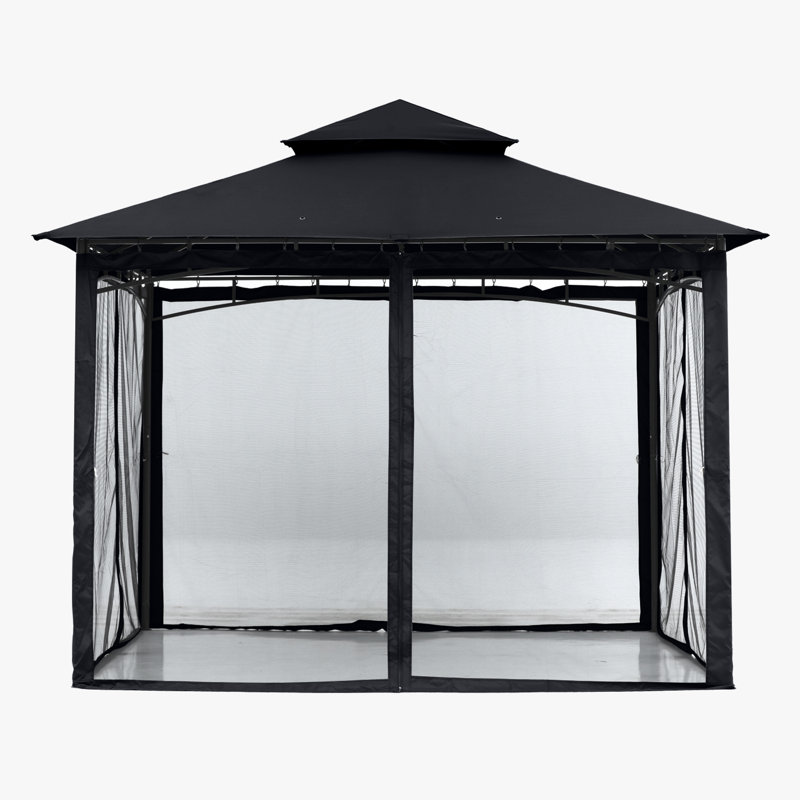 Steel Patio The Soft Roof Gazebos, Black, 9 Ft. W x 9 Ft.