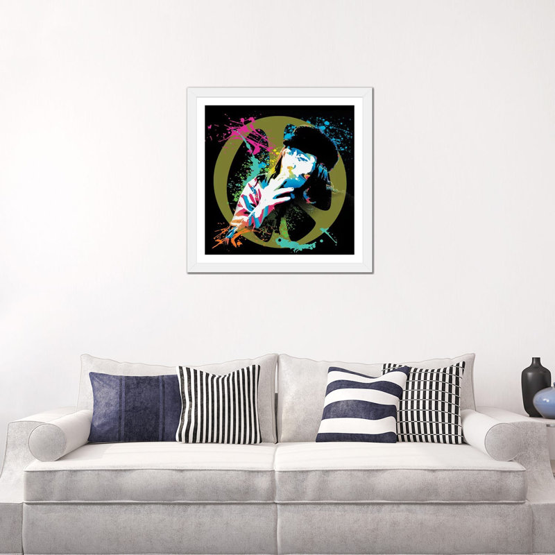 John Lennon Peace Sign - impression d'art graphique, H 24 po x l 24 po x p 1 po, Papier encadré blanc, Blanc