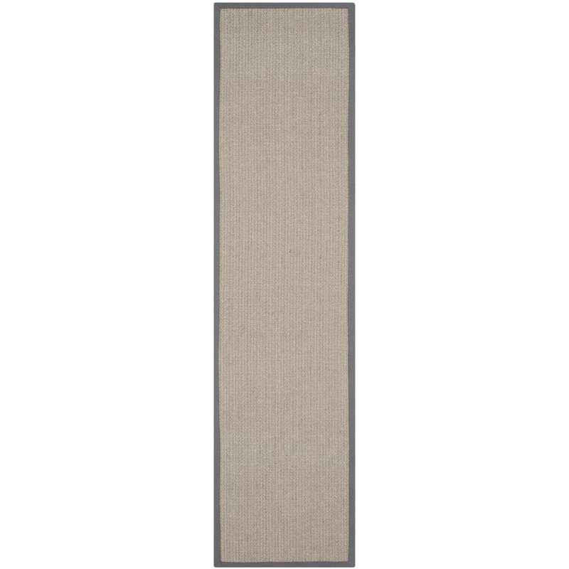 Tapis brun / gris en jute Arlen, Tapis de couloir 2 pi 6 po x 12 pi