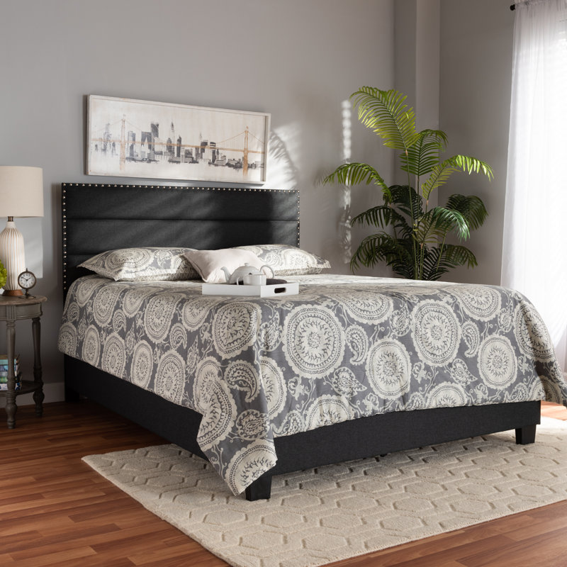 Etalo Upholstered Standard Bed, Dark Gray, Full