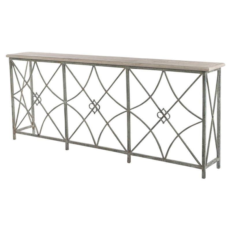 Console Boxwoods, Haute mer, Travertin léger, H 34 po x l 58 po x P 13 po