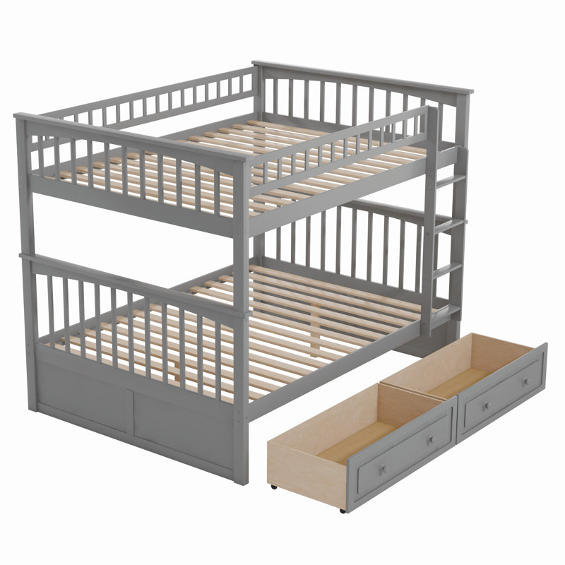 Lit superposé standard en bois Gerolama , Gris, Double
