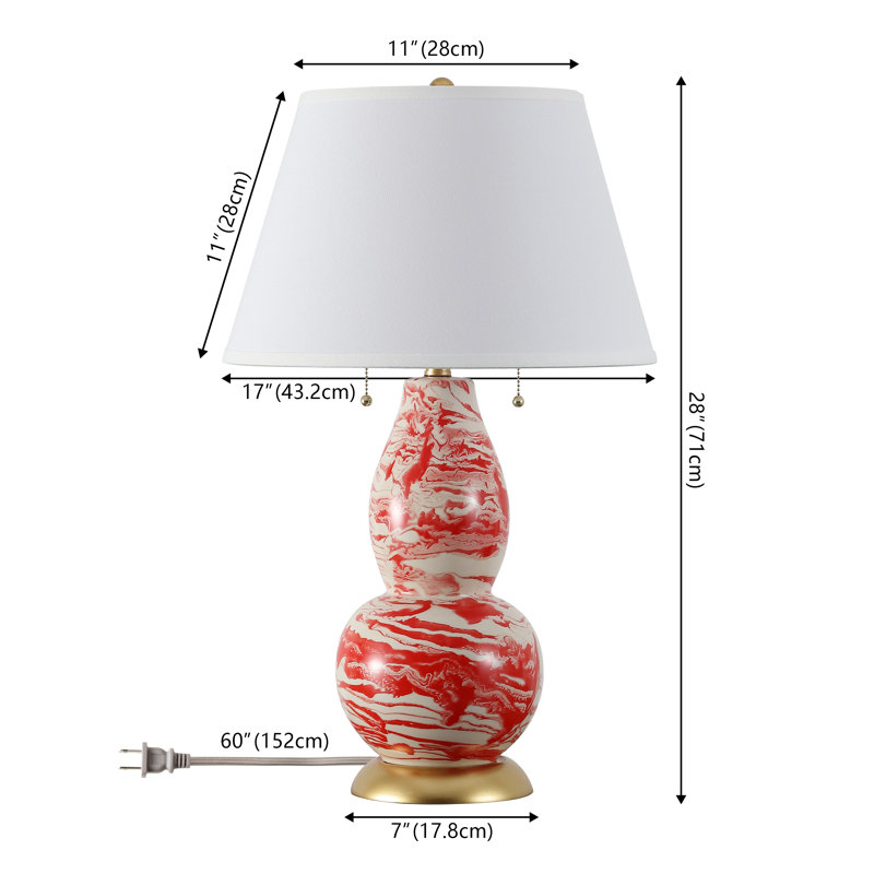 Cassoday Ceramic Table Lamp, Orange/White