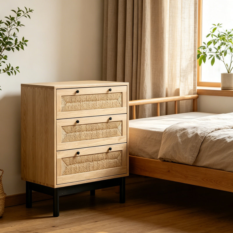 77cm W Manufactured Wood Bedside Table