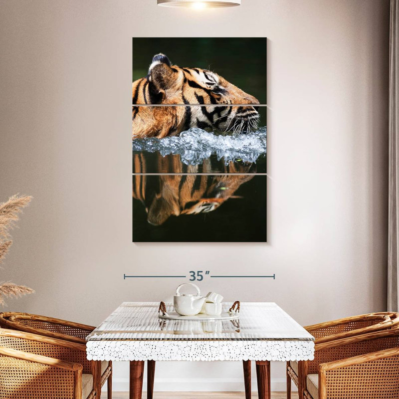Brampt Swimming Malayan Tiger, 50" H x 32" W