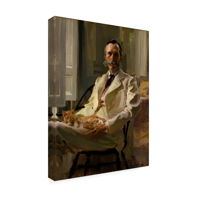 «Man with the Cat» par Cecilia Beaux, reproduction d'art sur toile tendue, H 32 po x l 24 po x P 2 po