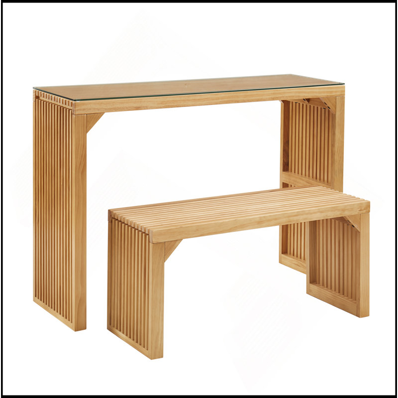 Ensemble de table et banc de salle à manger en pin naturel Natural