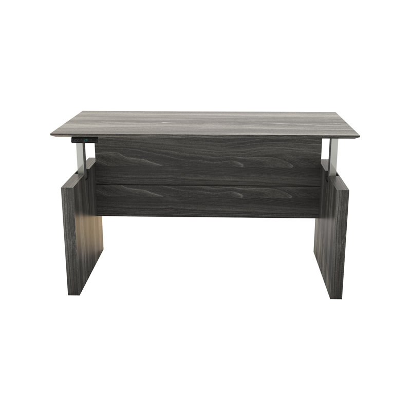 Bureau droit réglable en hauteur Medina, Acier gris