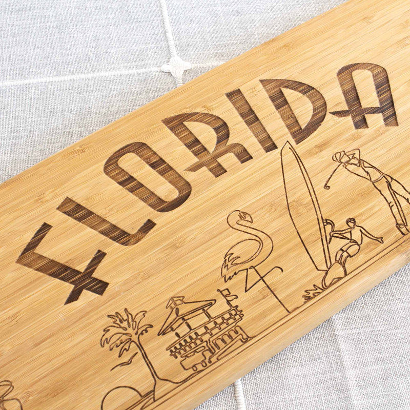 Florida 30-Inch Engraved Bamboo Charcuterie Board
