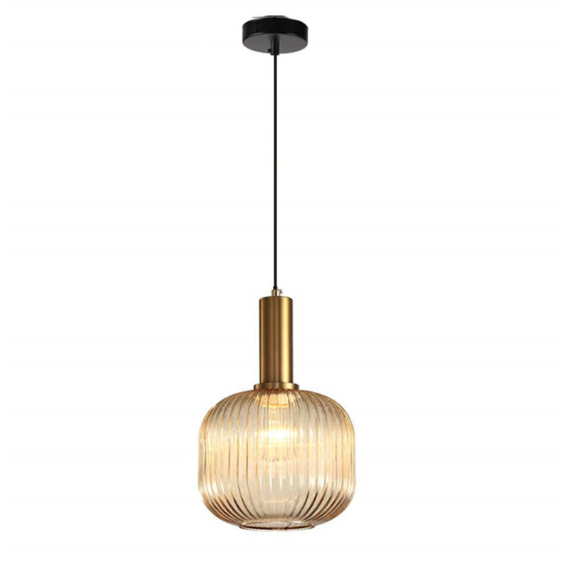 URBNLIVING 1 - Light Single Pendant, Amber, 30cm H x 20cm W x 20cm D