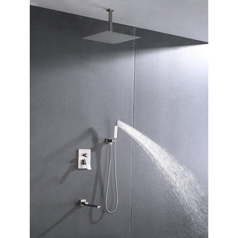 Ensemble de système de douche de plafond avec douche à main et pomme de douche 16 po