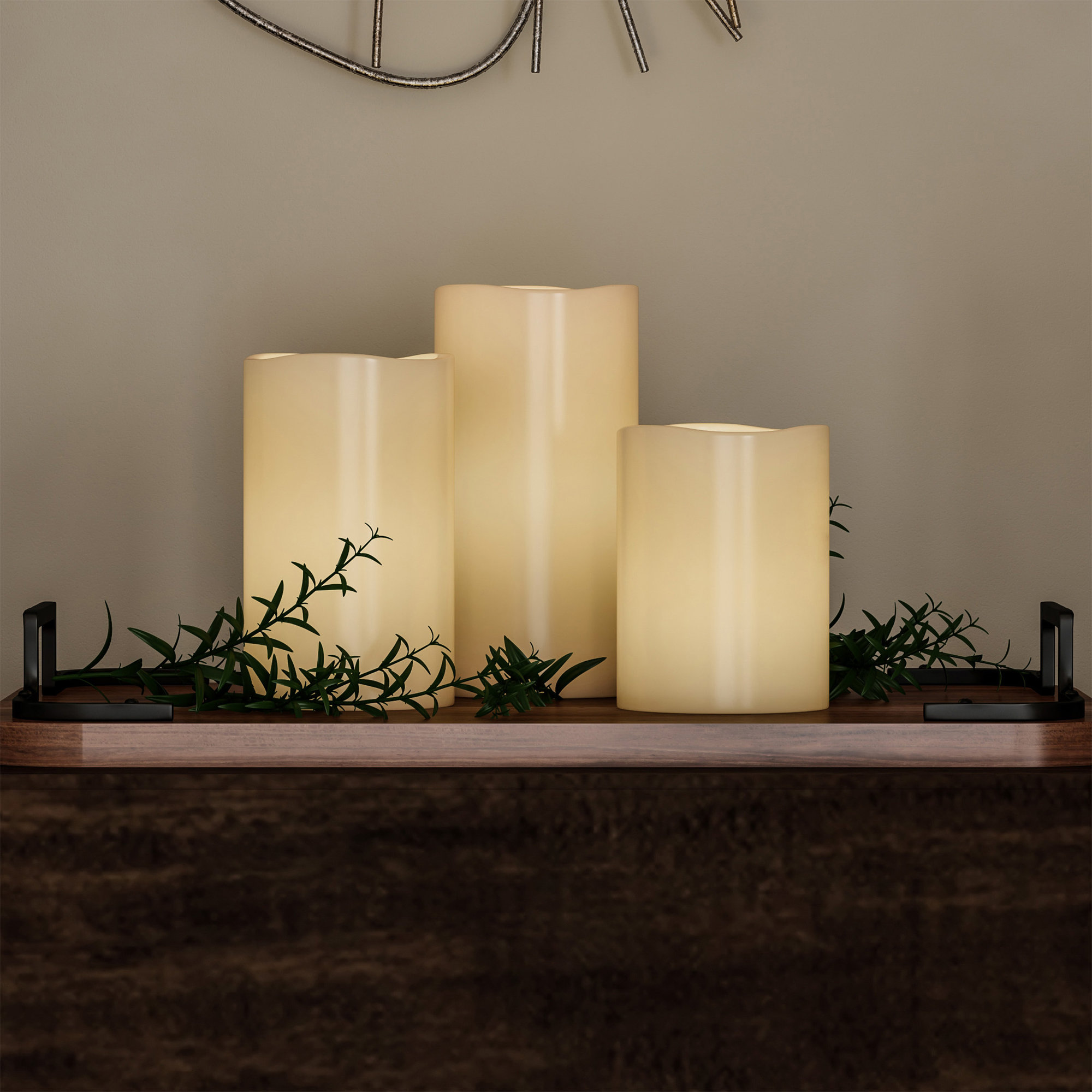Lavish Home 3-Piece Battery Operated Candles Set - LED Flameless Candles Battery Operated with Remote