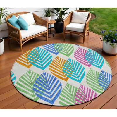 Tapis rond bleu 8 po