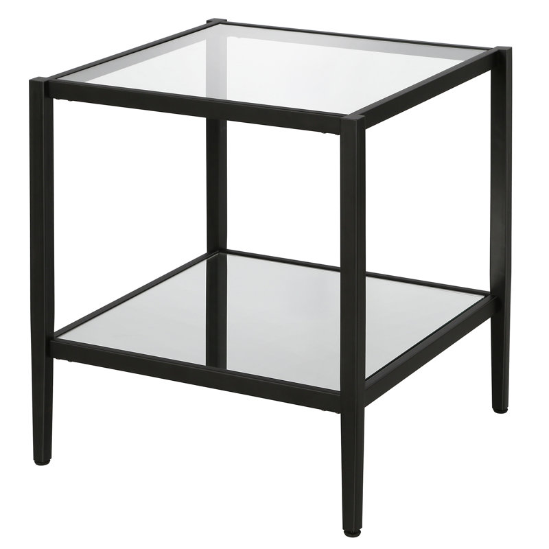 Hera Glass Top End Table, Black