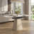 Modern Expandable Folding Dining Table with Leather-Wrapped Base Square Retractable Rock Slab Top Space Saving Kitchen Table for Small Apartments