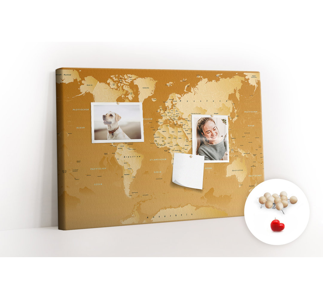Wall Mounted bulletin board print decorative wall pin board for wall home office corkboard World map