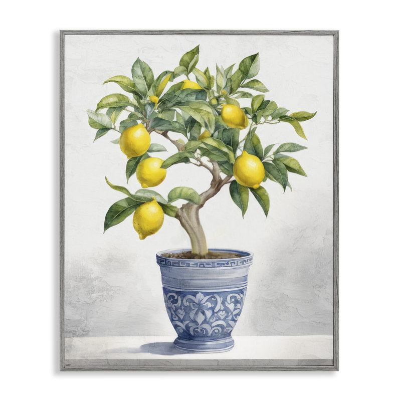 Giclée encadrée de citronnier traditionnel, design par Kim Allen, H 30 po x l 24 po, Estampe numérique Farmhouse