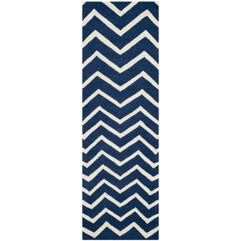 Sanyla Hand Tufted Wool Chevron Rug, Runner 2'6" x 6'