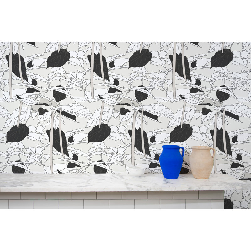 Canopy Sketch Floral Wallpaper Panel, Non-Pasted, Silhouette Silk Floral