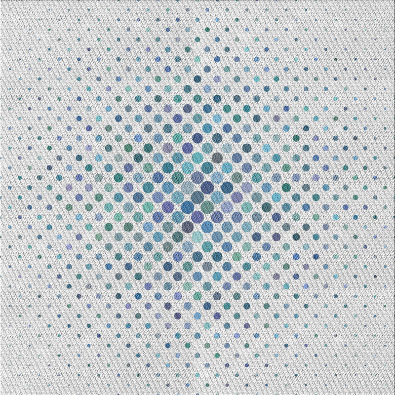Tapis beige/bleu à motifs, Carré 5 pi