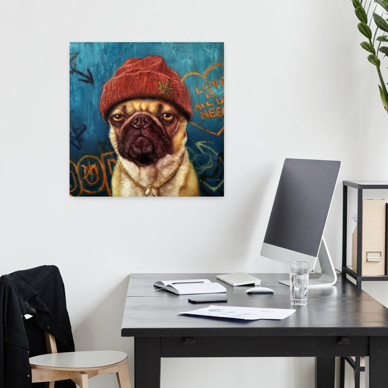 Insomnie, art urbain contemporain pour chien, H 18 po x l 18 po