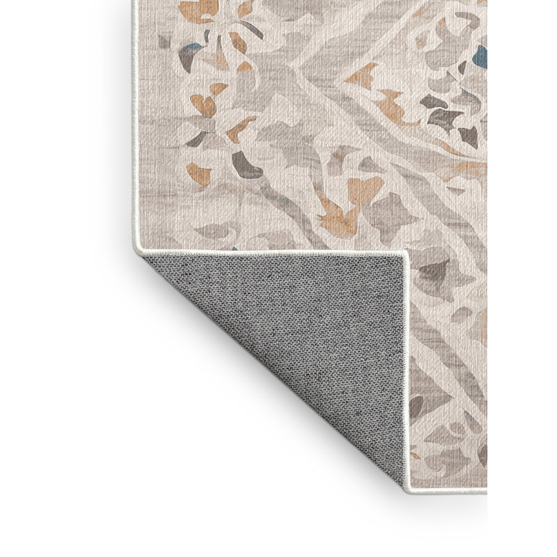 Machine Washable Beige Area Rug, Rectangle 2' x 3'