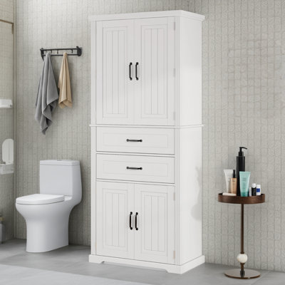 This Versatile Cabinet Is Suitable For Kitchens, Bathrooms, Dining Rooms And Living Rooms. It Features Two Drawers With Slides And Adjustable Shelves To Meet Your Storage Needs In Various Spaces.