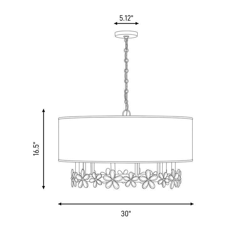 Dahlia 6-Light Hubbs in Warm Brass, 6 Lights, 16.5" H x 30" W x 30" D
