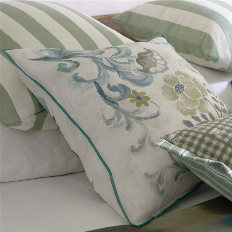 Osier Damasse Decorative Pillow, Eau De Nil