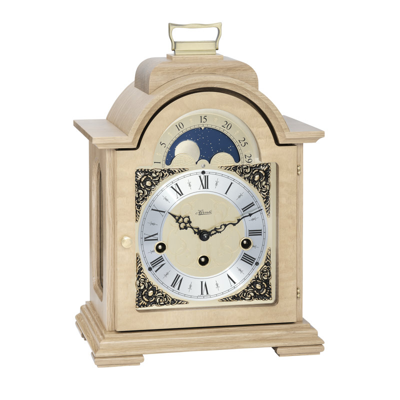 Oak Manufactured Wood Mechanical Tabletop Clock in Beige