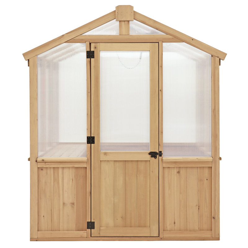 Meridian 6.7' x 6.0' Greenhouse with Cedar Wood Frame and Polycarbonate Panels Compact and Durable Design