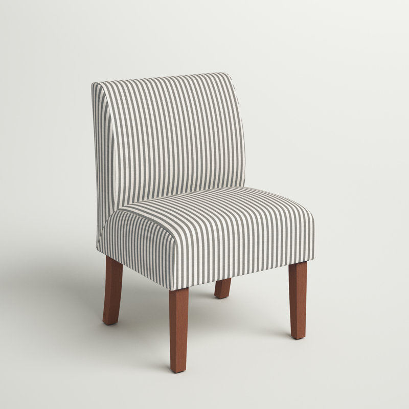 Daleyza Upholstered Slipper Chair, Gray Narrow Striped Polyester