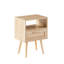 Table de bout en rotin de 15,75 po avec tiroir et pieds en bois massif, table de chevet moderne, table d'appoint pour le salon et la chambre à coucher-1949808645