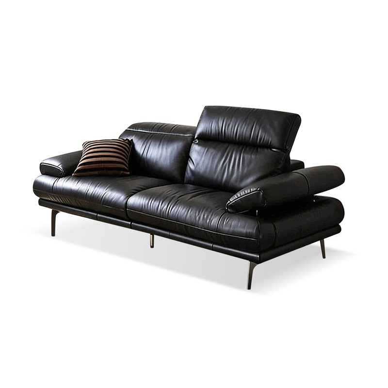 Causeuse-coussin standard en similicuir noir, H 39,37 po x l 86,61 po x P 42,52 po