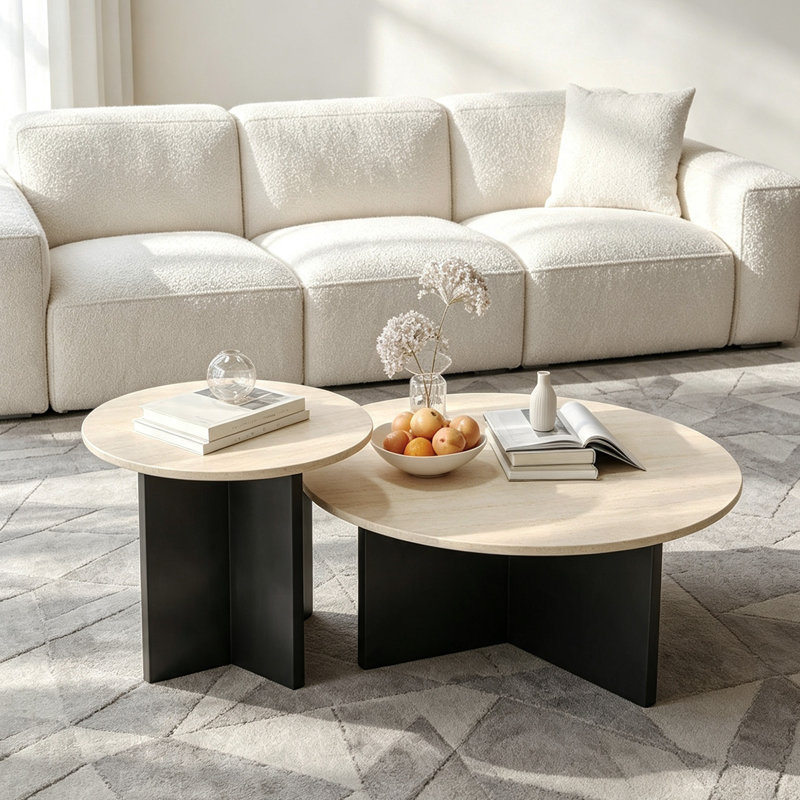 Engelhardt, H 14,96 po x l 27,55 po x P 27,55 po, Blanc cassé / noir