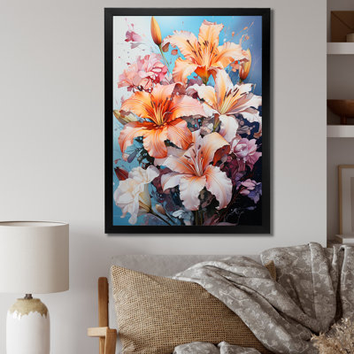 Représentation de lys, acrylique multicolore IV sur toile
