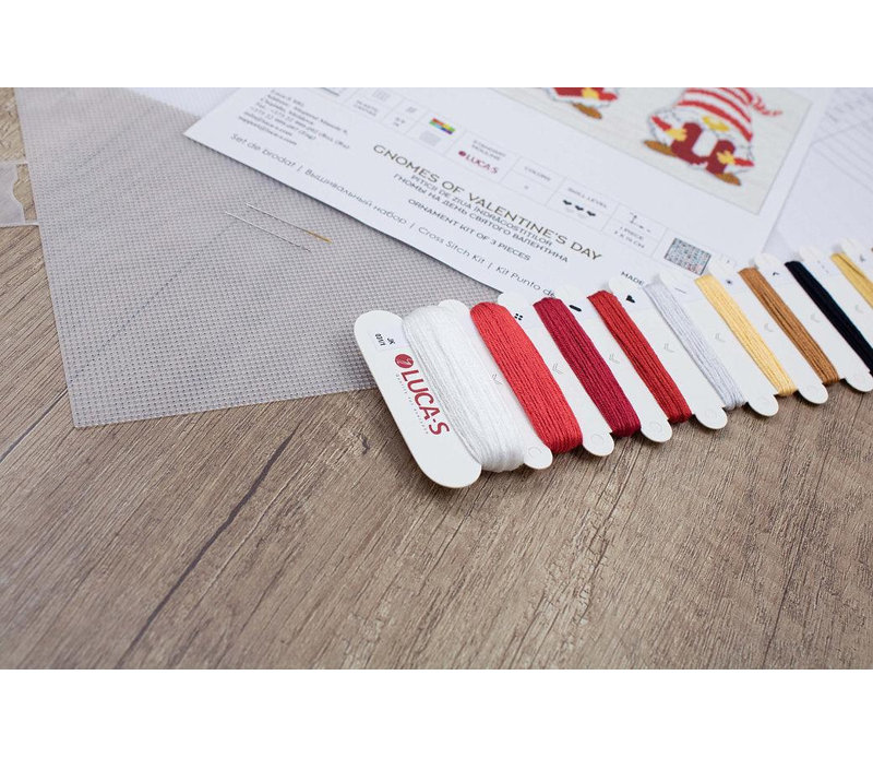 Trousse de broderie au point de croix compté « Gnomes de la Saint-Valentin » de Luca-S JK031L