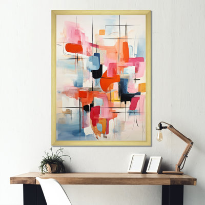 Reproduction sur toile rose beige Mid Century Atomic Abstraction III