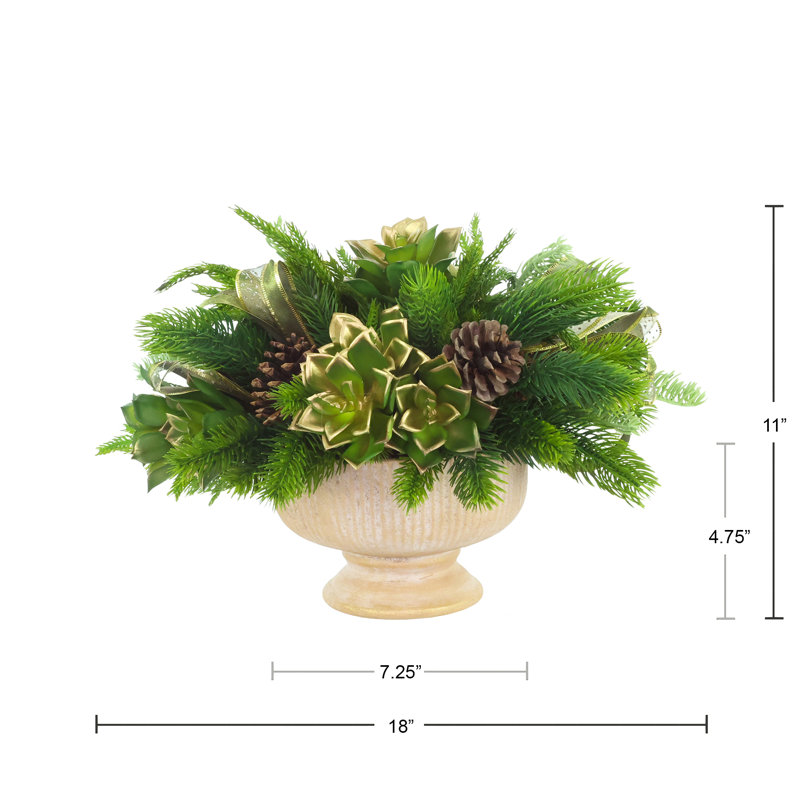 Holiday Centerpiece with Succulents and Pinecones