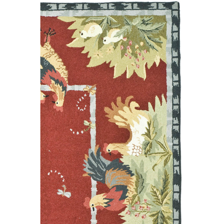 Kinchen Hand Hooked Wool Floral Rug