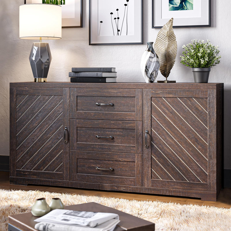 60" Sideboard Buffet Cabinet, Console Table with Three Drawers & Two Storage Cabinet for Dining Room, Espresso