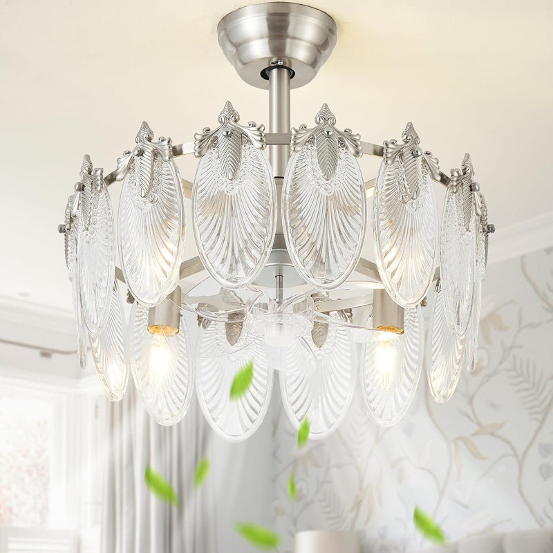 Silver Crystal Chandelier Ceiling Fan