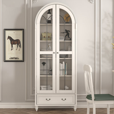 Bois blanc massif + vitrines en verre