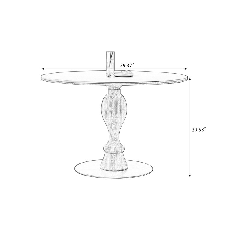 Table de salle à manger blanche, H 29,53 po x L 39,37 po x l 39,37 po, Blanc, Noir