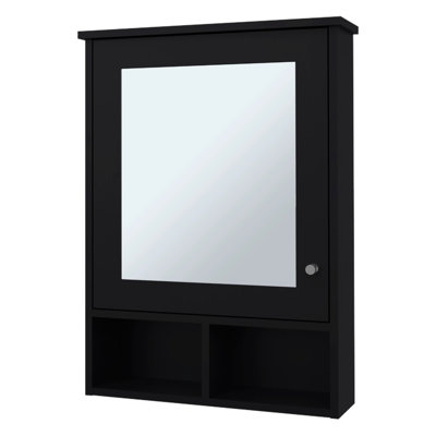 Sleek Black Bathroom Cabinet With Mirror Door - Keep Your Meds In , 29"X20.9"X6.6", 5+ Shelves, Modern Design Stylish For Store Skincare And Bath Products