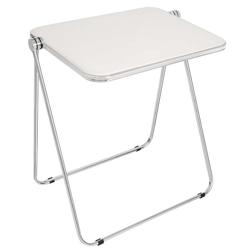 Foldable Table, Transparent  Portable Side Table, Modern Bedroom Computer Desk, Sofa Side Table, White