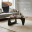 Table basse compacte de style maison de campagne avec plateau en verre trempé et base en bois-982551436-982551427